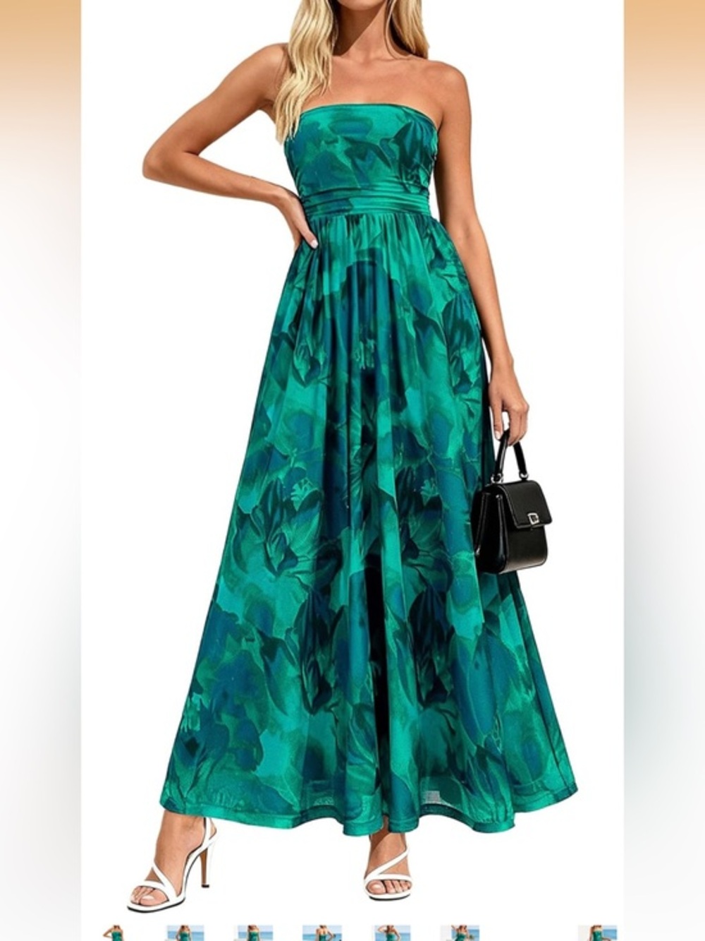PRETTYGARDEN Women Strapless Maxi Dress Summer Floral Tube Top Wedding Guest